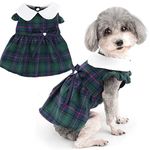 Zunea Plaid Dog Dresses for Small Dogs Summer Princess Dress with Bowknot Cute Puppy Girls Clothes Ruffles Sleeveless Skirt Soft Female Dress Pet Chihuahua Yorkie Apparel Green L