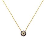 MYSTIC JEWELS by Dalia 925 Sterling Silver Necklace with Turkish Eye Pendant, Round with Cubic Zirconia (Gold Plated)