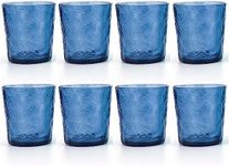 KX-WARE 12-ounce Acrylic Old Flashion Glasses Plastic Tumblers, set of 8 Blue