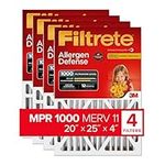 Filtrete 20x25x4, AC Furnace Air Filter, MPR 1000 DP, Micro Allergen Defense Deep Pleat, 4-Pack (actual dimensions 19.88 x 24.63 x 4.31)