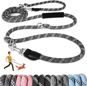 SlowTon Hands Free Dog Leash, 10FT Adjustable Dog Training Leash 1/2 Inch Nylon Heavy Duty Lead No Pull for Large Medium Dogs, Tangle Free Reflective Waist Leash for Dog Walking Running (Dark Grey)