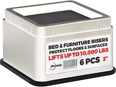 iPrimio Bed and Furniture Risers – Square Elevator up to 2” Per Riser and Lifts up to 10,000 LBs - Protect Floors and Surfaces – Durable ABS Plastic and Anti Slip Foam Grip – Stackable (6, White)