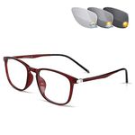 Progressive Multi-Focus Reading Glasses, Color Transition Sunglasses for Men And Women with UV400 Reader,Red,+1.50