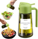 mqnxoi Oil Sprayer for Cooking, 2 in 1 Olive Oil Dispenser Bottle for Kitchen, 16oz/470ml Premium Glass, Food-grade Oil Mister for Air Fryer, Salad, Frying, BBQ (Green + Dark Green Bottle)