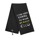 Funny Golf Towel, I Use This Towel to Wash My Balls - Embroidered Golf Towels for Golf Bags with Clip, Fun Golf Accessories for Women Golf, Birthday Gifts for Golf Fan, Golf Joke