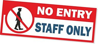 PG Creations Staff Only No Entry Stickers, 4.5x12 Inch Self Adhesive Laminated Vinyl Labels, Multicolor, 4 Stickers