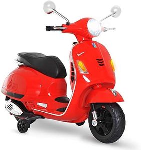 HOMCOM Moto Eléctrica Infantil Coche Triciclo Vespa Scooter Eléctrico a Batería con Luz MP3 USB Bocina para Niños Más de 3 Años Carga 30kg