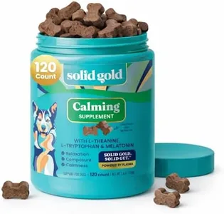 Solid Gold Calming Chews for Dogs - Dog Calming Chews w/Melatonin for Separation, Stress & Hyperactivity Relief - Supports Relaxation for Travel, Fireworks & Storms - All Ages & Sizes - Bacon 120ct