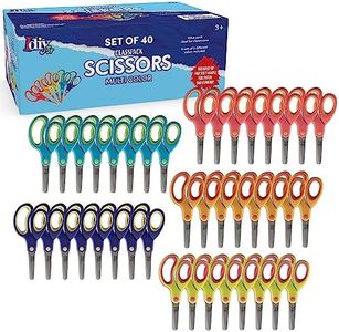 Idiy Kid's Scissors Class Value Pack (40pc) - 5" Soft Grip Blunt Tip Safety Easy Cut Scissors- Elementary School Projects, Back to School, Classroom Arts & Crafts Supplies for Children, Teachers