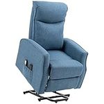 HOMCOM Power Lift Massage Recliner Chair, Electric Linen Fabric Reclining Chair with 8 Vibration Points, Remote Control, Side Pockets, Blue