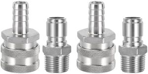 Hgkeke Stainless Steel Quick Disconnect Set 1/2" Barb Quick Disconnect Brewing 1/2 Male MPT Connector Homebrew