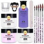 MUSILAN Acrylic Nail Kit Acrylic Powder and Professional Liquid Monomer set with 5pcs Acrylic Nail Brush tips for Acrylic Nails Extension Beginner kit for Acrylic Nails Nail Art Starter Kit