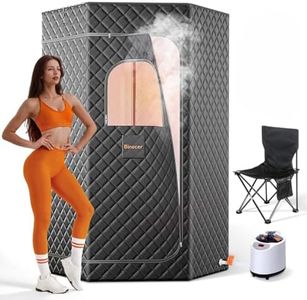 Binecer Sauna Box, Portable Steam Sauna, Portable Sauna for Home, Sauna Tent with 3L 1200w Steamer, 15 Levels for Personal Sauna-Grey