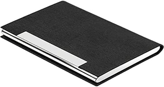 AYCLIF Tarjetero para Tarjeta de Visita, Soporte de Tarjeta de Crédito de Cuero PU, Estuche de Identificación de Acero Inoxidable Ultrafino, Hebilla Magnética, Negro