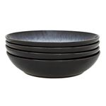 Denby - Halo Pasta Bowls Set Of 4 - Reactive Glaze Dishwasher Microwave Safe Crockery 1050ml - Black, Grey Ceramic Stoneware Tableware - Chip & Crack Resistant