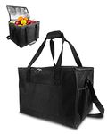 MOXTOYU 30L Cool Bag, Large Lunch Cool Bag with Adjustable Shoulder Strap, 2 Side Holder and Handle Straps Cool Box, Cool Bags for Picnic, Ice Packs for Cool Bag for BBQ, Party, Camping (Black)