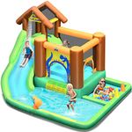 BOUNTECH Inflatable Water Slide, 6 in 1 Kids Water Park Bounce House Combo for Outdoor Fun w/Splash Pool, Climbing Wall, Blow up Water Slides Inflatables for Kids Backyard Gift Present