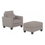 Bush Furniture Stockton Accent Chair with Ottoman Set, Beige Herringbone