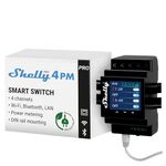 Shelly Pro 4PM | Wi-Fi, LAN & Bluetooth 4 Channel Smart Relay With Power Metering | Home Automation | Compatible with Alexa & Google Home | iOS Android App| Remote Appliances Control and Monitoring