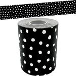 Teacher Created Resources White Painted Dots on Black Straight Rolled Border Trim (TCR8911)