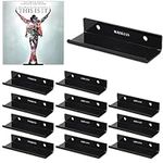 Acrylic Vinyl Record Wall Mount Shelf, Holder for LP Storage, Durable, Easy Install Floating Shelf, Pack of 12 (10 * 3.5 * 2cm, Black)