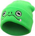 Cute Beanie Frog Beanie Animal Knit Hats, Funny Beanie Hat Winter Skiing Slouchy Warm Cap, Soft Headwear for Women Man, Green, One Size