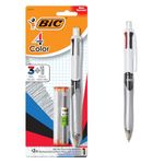 BIC 4-Color 3+1 Ballpoint Pens and Pencil, Medium Point (1.0 mm), Assorted Colours, 1-Count Pack, Pens for School and Office Supplies