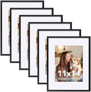 SYNTRIFIC 11x14 Black Picture Frames Set of 6, Photo Frame 8x10 with Mat or 11x14 Without Mat, Photo Collage Frames for Wall Mounting and Tabletop Display