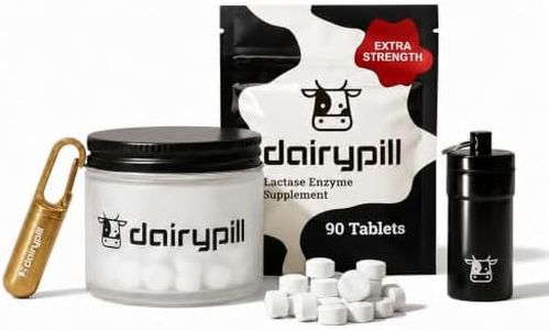DairyPill Starter Kit, Lactase Enzyme Supplements to Support Lactose Digestion, 90 Tablets, Key Pod Mini & Max, and Glass Jar, 18000 FCCs per Pill, Gluten Free, American Made, Non GMO