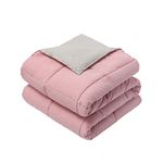 Royal Hotel Bedding Reversible Throw Blanket, Hypoallergenic, Down Alternative Throw Blanket, Medium Warmth, 50 by 75 Inches, Blush - Gray