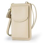 Womens Small Crossbody Bag Big Tassels Cellphone Shoulder Purse Wallet Handbag (Apricot)