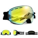 Vgooar OTG Ski Goggles for Men Women Youth, Frameless Ski Goggles with Anti-Fog Double Spherical Lens, 100% UV400 Protection Ski Snowboard Goggles