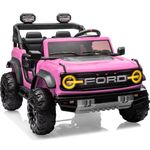 First Ride On 24V Licensed Ford Bronco Raptor Ride on Toys for Big Kids, 2 Seater Ride on Cars with Remote Control, Ride on Truck w/3 Speeds, 4-Wheel Suspension, LED Lights & Bluetooth (Peach Pink)