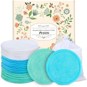 ProCIV Reusable Cotton Rounds 18 Packs Organic Reusable Cotton Pads with Washable Laundry Bag Makeup Remover Pads for Toner Eco-Friendly Bamboo Cotton Pad for All Skin Types