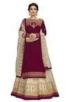 TRENDMALLS Women's Georgette Embroidery Kurta Lehenga Suit Set Stitched (UKTM.G79-Maroon-XXL)