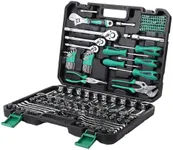 GarveeTech 213 Piece Mechanic Tool Set and Socket Wrench Set, Cr-V Constructed SAE and Metric Household Hand Tool Kit, Home/Auto Repair Tool Sets with Plastic Storage Case