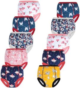 MOEMOE BABY Potty Training Underwear 10 Packs Absorbent Potty Training Pants 100% Cotton Pee Pants for Girls 2-6 Years Red