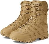 Merrell Men’s Moab 3 8” Zip Tactical Waterproof Boots, Durable & Comfortable Coated Leather Combat Hiking Shoes, Dark Coyote, 9.5