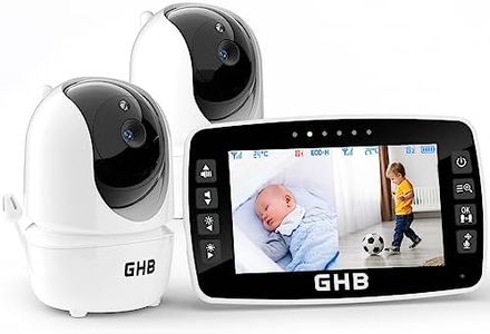GHB Baby Monitor Video e Audio Videocamera Schermo 4.3'', 350°/110°, 720HD, Comunicazione Bidirezionale,VOX Visione Notturna Visione Monitoraggio Temperatura,Ninne Nanne, 2 Fotocamera Inclusa