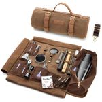 Barillio Bartender Kit with Black Cocktail Shaker Set - Waxed Canvas, Traveling Bar Tools Bag with 17-Pc Cocktail Kit - Mobile Bar Bag with Strap & Accessories