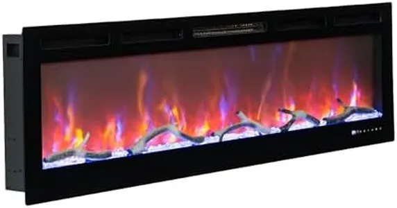 Electric Fireplace Heater 50inch - Wall-Mounted & Recessed, Multicolor Flame, WiFi-Enabled, 12 Realistic Flame Options, 1500W Heater w/Thermostat, Black