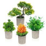 SASPOLO Lifelike Premium Artificial Plants Indoor Set of 4 Pots for Home Shelf Wall Office Desk Faux Greenery decorations, No Maintenance Required