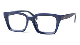 SOOLALA Retro Desinger 49mm Large Lens Square Reading Glass Big Eyeglass Frame, Blue, Large