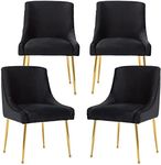 ZHENGHAO Black Dining Chairs Set of 4, Upholstered Dining Room Chairs with Gold Legs Mid Century Modern Velvet Chair Accent Side Chairs for Living Room/Kitchen/Patio/Coffee