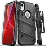 ZIZO Bolt Series for iPhone XR Case with Screen Protector Kickstand Holster Lanyard - Gun Metal Gray