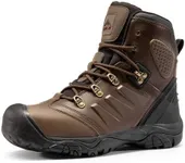 NORTIV 8 Steel Toe Boots for Men Safety Waterproof Breathable Industrial Construction Boots 9 DARK BROWN SNIC242M