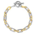 Mytys Link Bracelet Two tone Circles Chain Silver and Gold Wire Cable Bangle Designer Inspired Bracelets for Women (Gold & Silver 9)