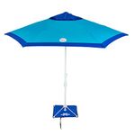 Rio Beach 7' Outdoor Market Umbrella with ANCHORX Anchor and Carrying Bag, Portable Patio and Beach Umbrella with Anchor, Blue/Turquoise