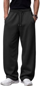 EFAN Men's Baggy Sweatpants Wide Leg Drawstring Sweat Pants Black M