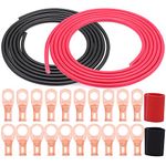 Taukealugs AWG 8 Gauge UL1015 Battery Power Tinned Oxygen Free Copper OFC Welding Cable Wire Red Black-Total 20FT and Lugs Terminal Connectors with Heat Shrink Tube